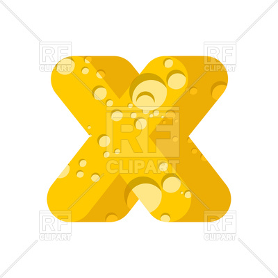 400x400 Letter X Cheese Font Royalty Free Vector Clip Art Image