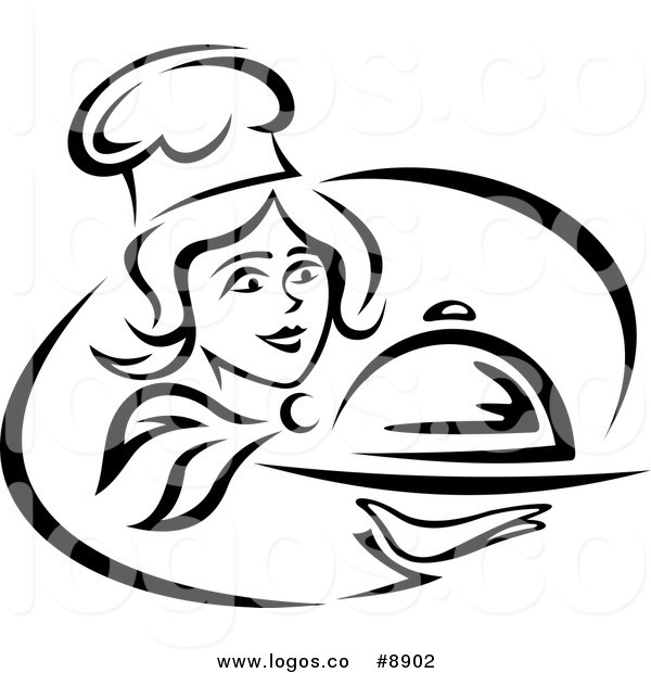 600x620 Royalty Free Clip Art Vector Logo Of A Black And White Female Chef