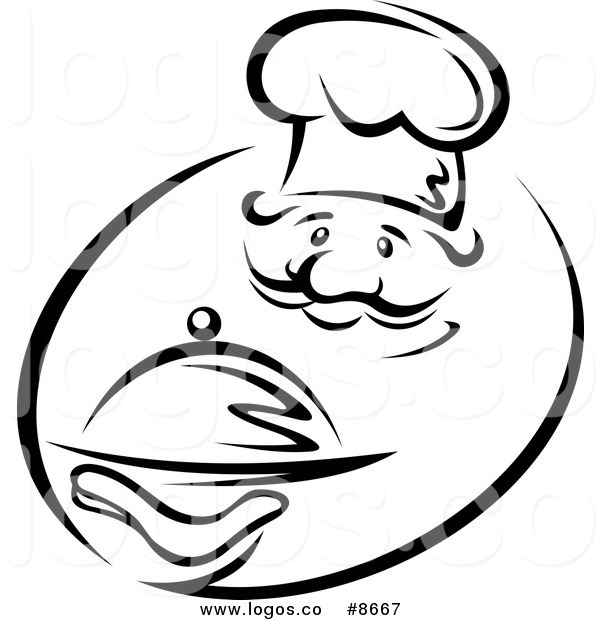 600x620 Royalty Free Clip Art Vector Logo Of A Black And White Male Chef