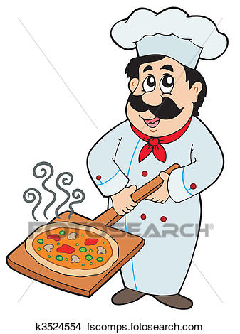 337x470 Clipart Of Chef Holding Pizza Plate K3524554
