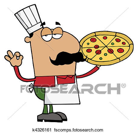 450x440 Clipart Of Hispanic Pizza Chef Man K4326161