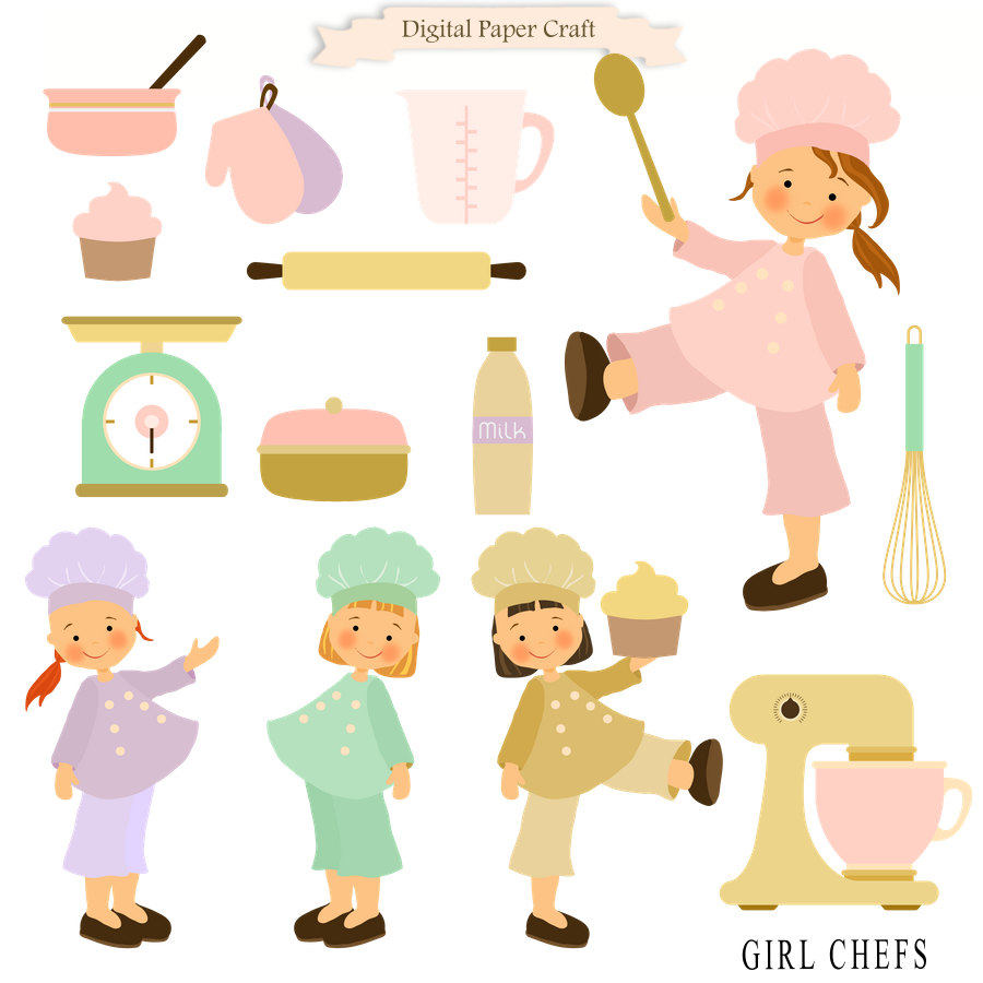 900x900 Little Girl Chef Clipart