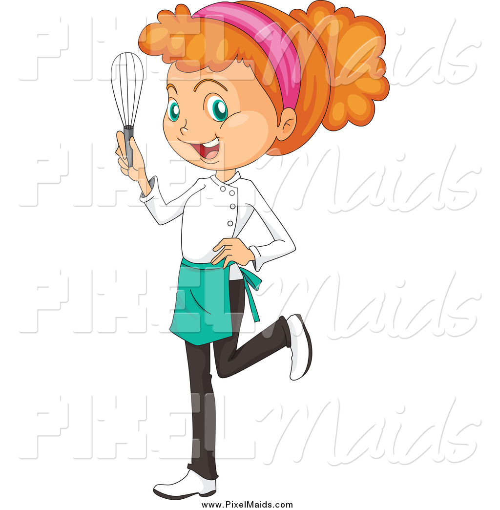 1024x1044 Clipart Of A Red Haired Chef Girl Holding A Whisk By Graphics Rf