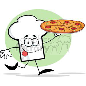 300x300 Royalty Free Cartoon Chefs Hat Character Holding And Running
