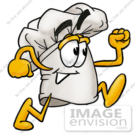 450x450 Clip Art Graphic Of A White Chefs Hat Cartoon Character Running