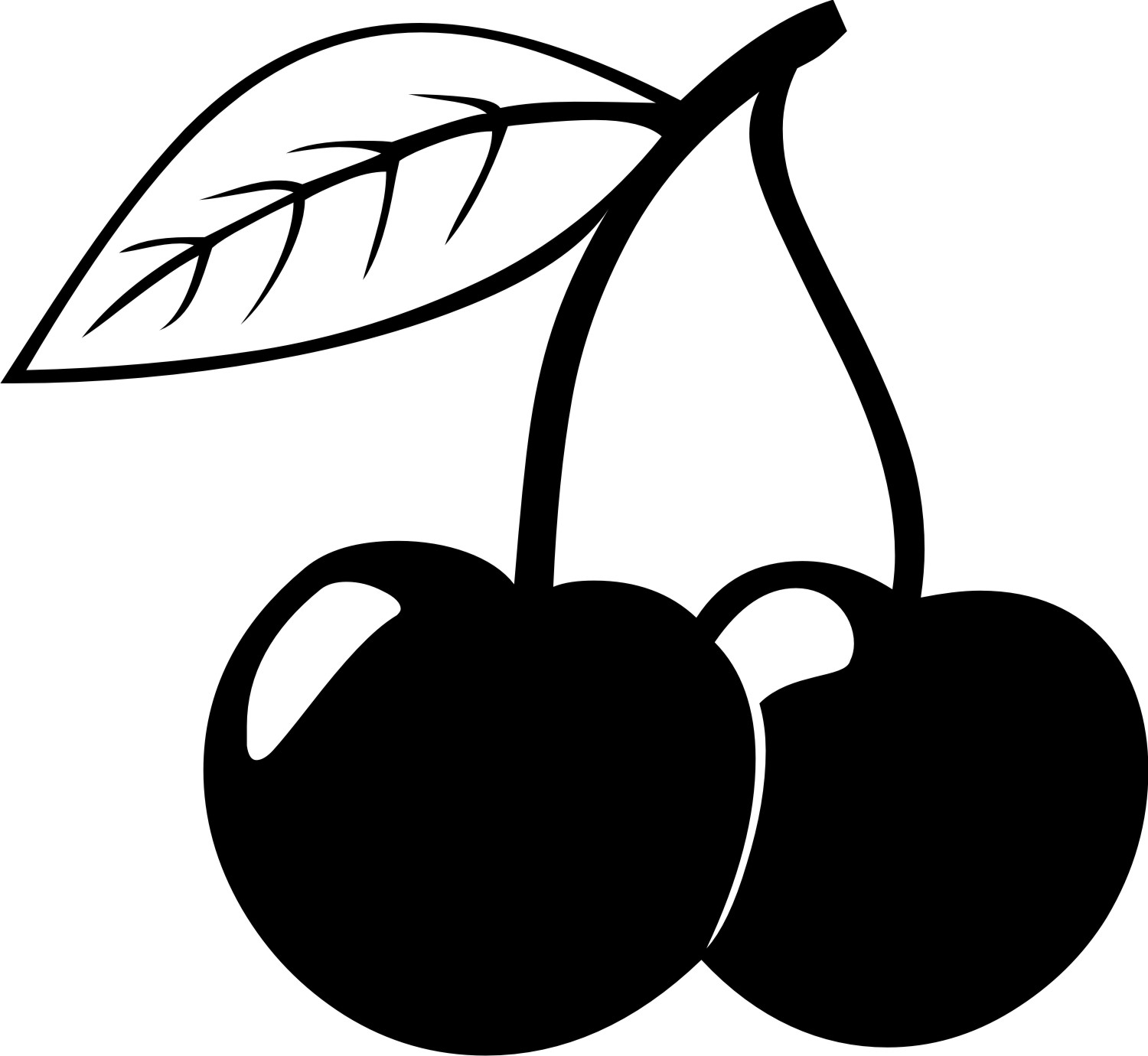 1500x1380 Cherry Clip Art Black And White Clipart Image