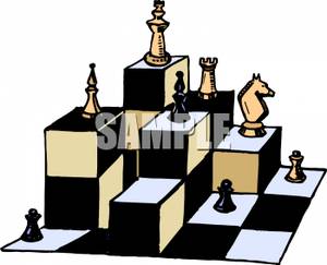 300x243 Risen Chess Board With Black And White Chess Pieces Clipart Picture