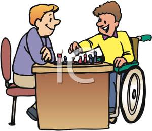 300x259 Art Image A Boy And A Boy In A Wheelchair Playing Chess