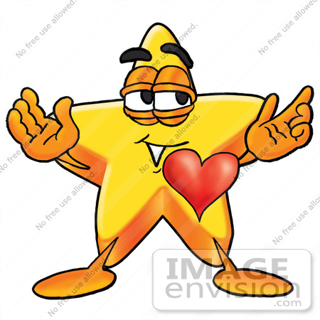 450x450 Clip Art Graphic Of A Yellow Star Cartoon Character With His Heart