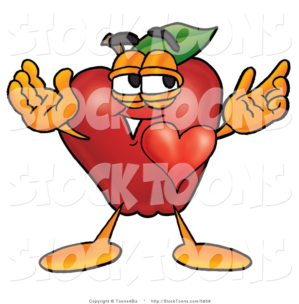 1024x1044 Stock Cartoon Of A Happy Romantic Red Apple Character Mascot