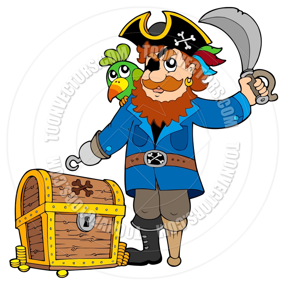 940x940 Cartoon Pirate With Treasure Chest By Clairev Toon Vectors Eps