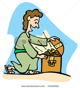 272x300 Art Image A Man Kneeling And Finding A Treasure Chest