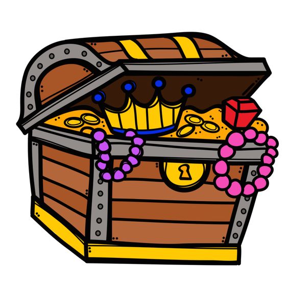 564x564 Class Treasure Chest With Children Clipart