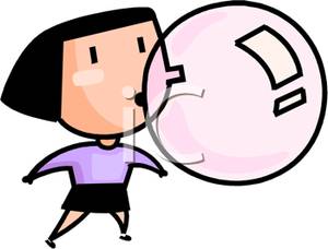 300x228 Image A Woman Blowing Bubble Gum