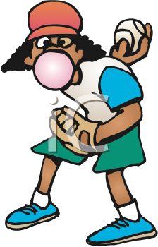 224x350 Teenage Baseball Pitcher Blowing A Bubble With Her Chewing Gum