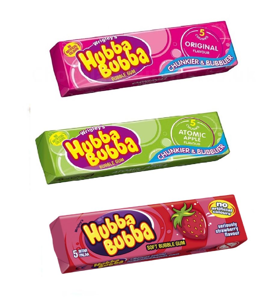 911x1000 Hubba Bubba Chewing Gum Packs 3 Flavours Qty 5 10 Or 20 Packs
