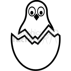 300x300 Royalty Free Black And White Chick In Cracked Egg 370705 Vector