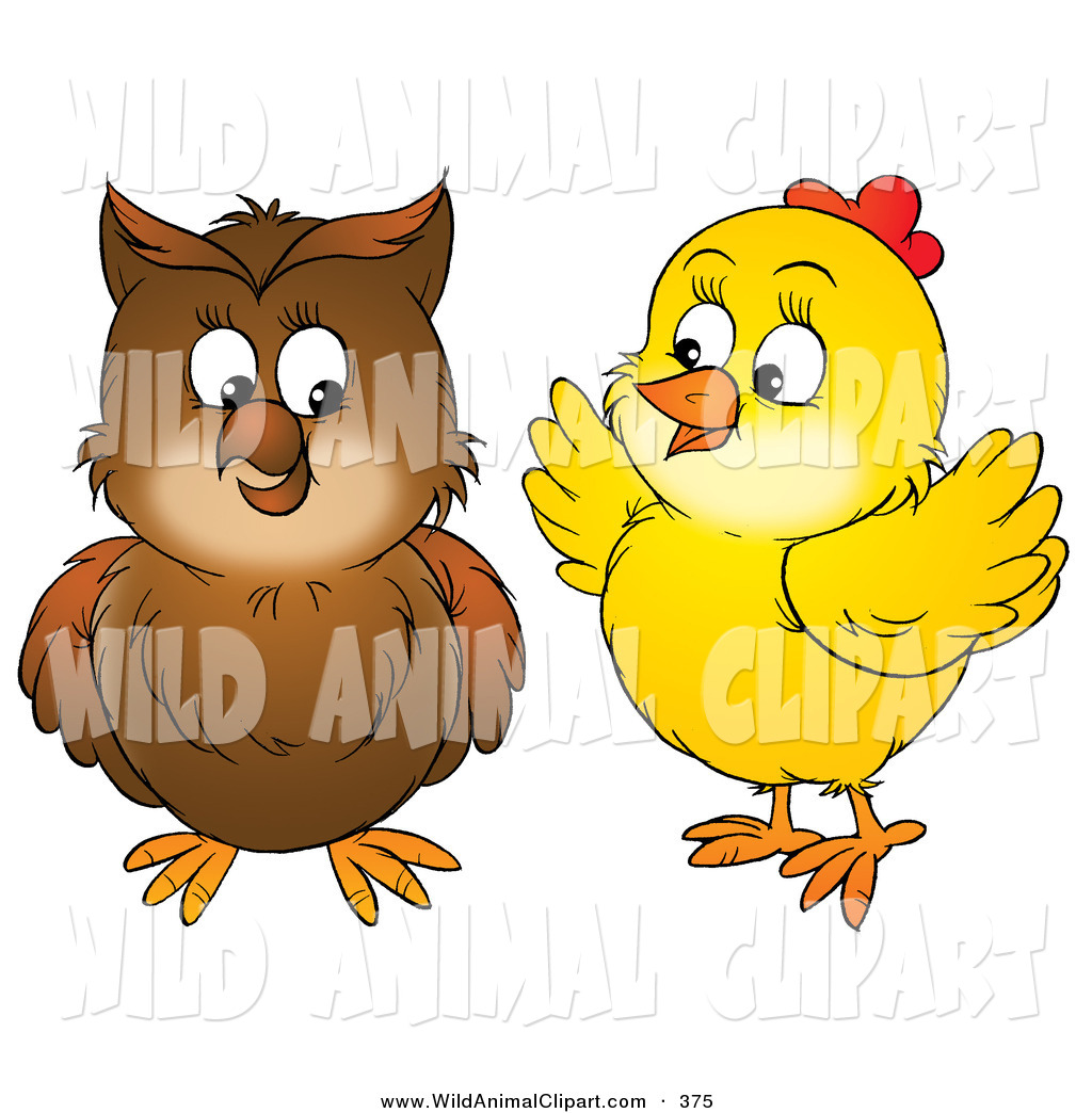 1024x1044 Clip Art Of A Yellow Chick Talking To A Brown Owl On White By Alex
