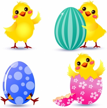 450x454 Easter Chick Set Free Vector In Adobe Illustrator Ai ( Ai