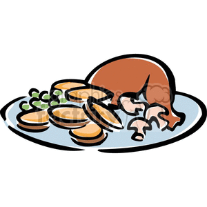 300x300 Royalty Free Chicken Dinner Plate 383062 Vector Clip Art Image