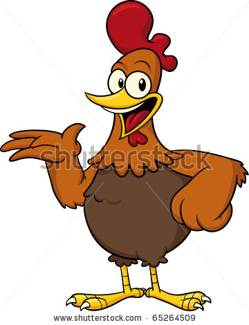 360x470 Of Happy Cartoon Chicken Standing With Once Hand On His Hip In