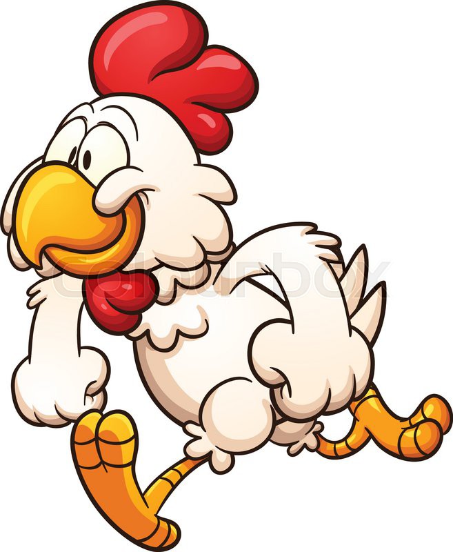 657x800 Running Cartoon Chicken. Vector Clip Art Illustration With Simple