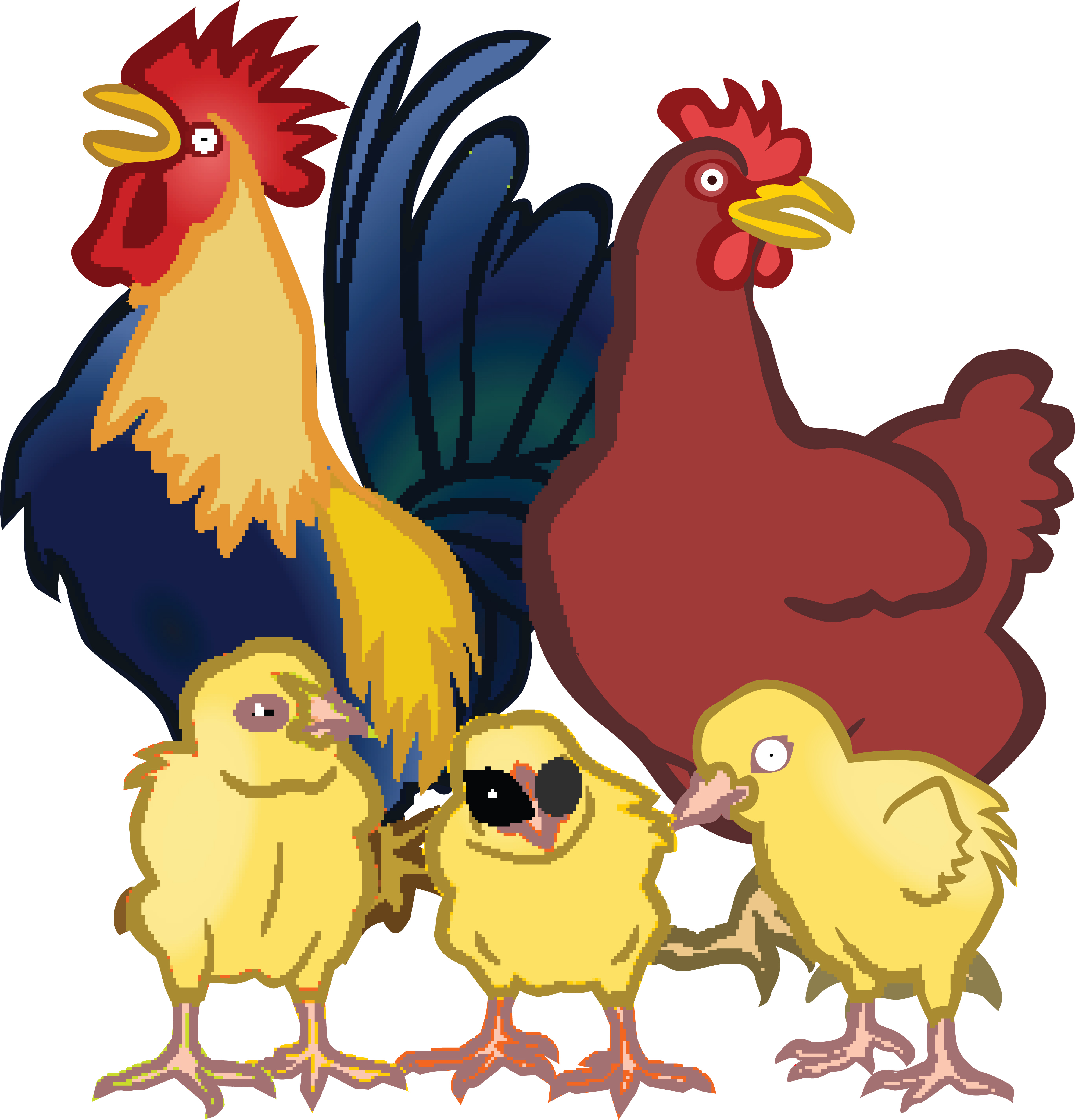4000x4166 Clipart Of A Chicken Family