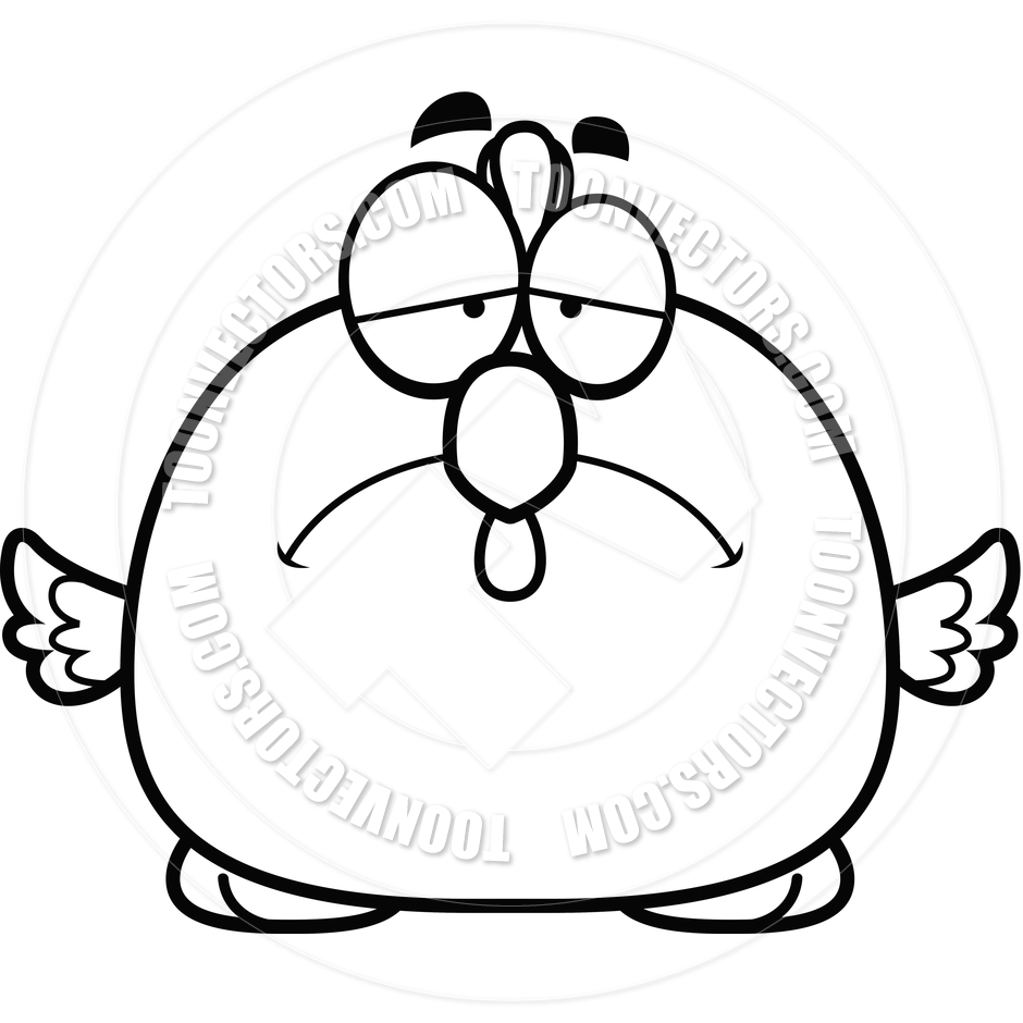 940x940 Cartoon Little Chicken Sad (Black And White Line Art) By Cory