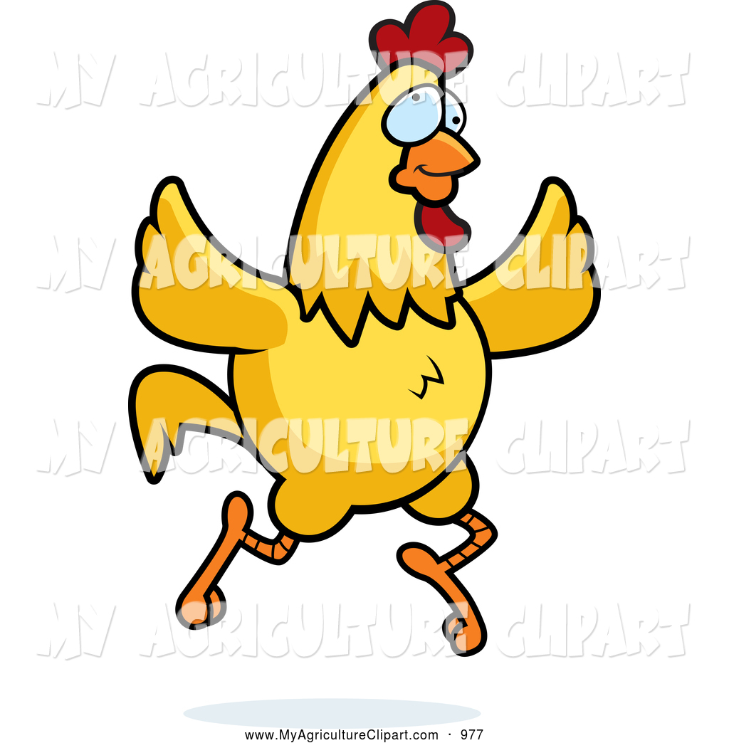 1024x1044 Vector Agriculture Clipart Of A Cute Crazy Yellow Chicken Running