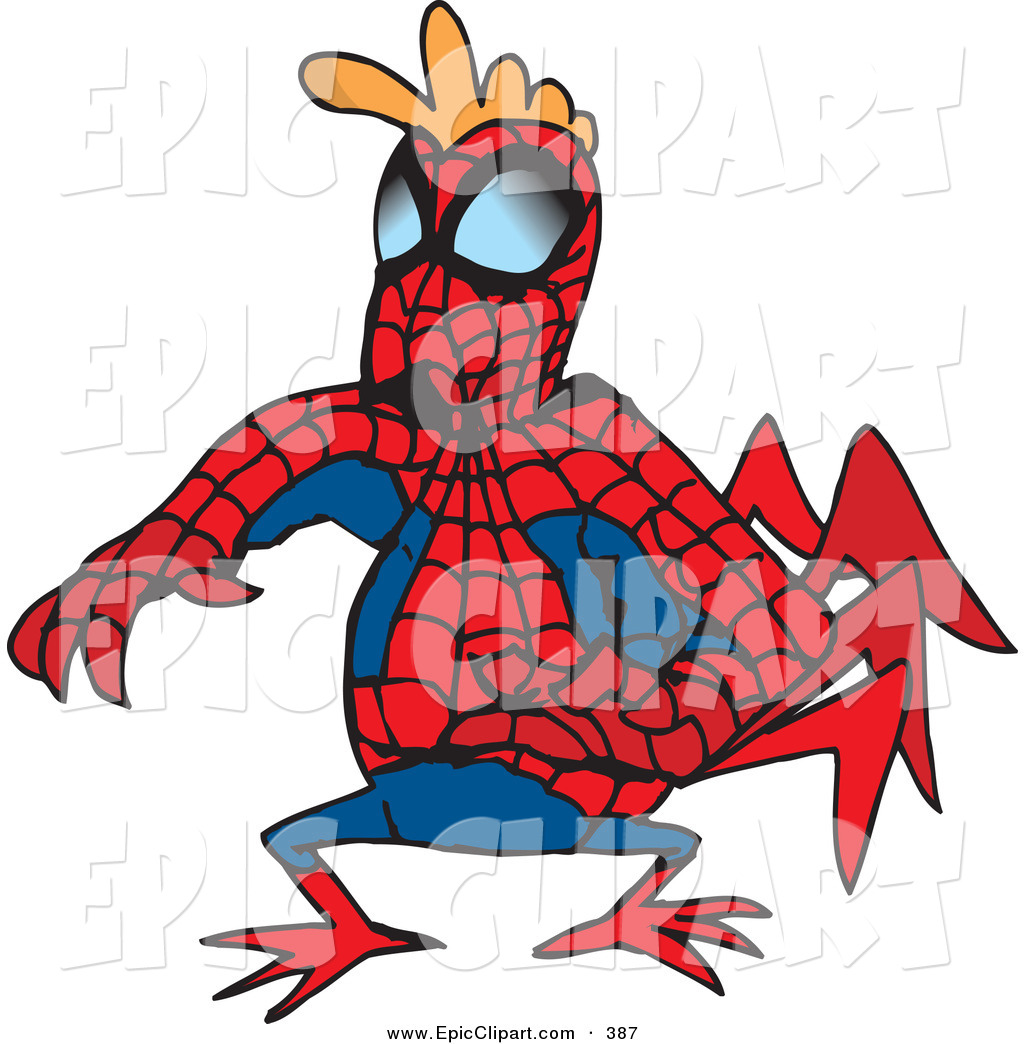 1024x1044 Vector Clip Art Of A Chicken In A Spider Super Hero Costume By