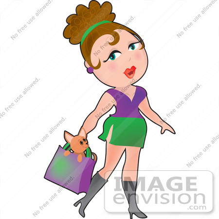 450x450 Clip Art Graphic Of A Dainty Character Lady In Purple And Green