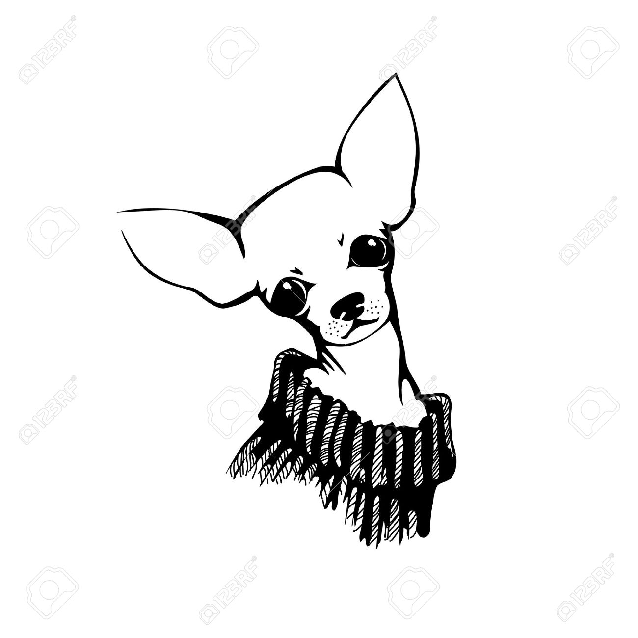 1300x1300 Drawn Chihuahua Black And White