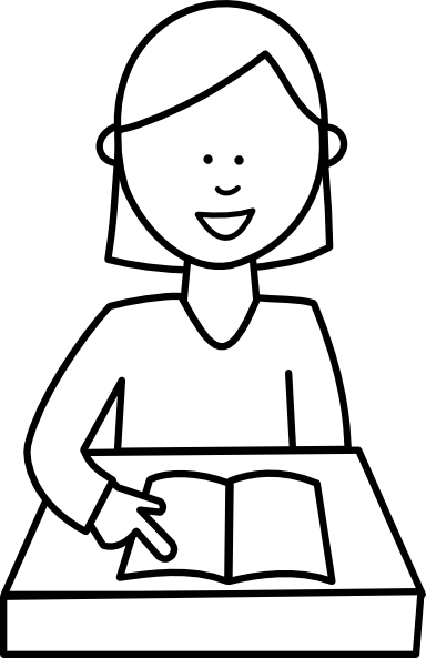 384x593 Reading Clipart Black And White