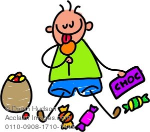 300x265 Clipart Illustration Of A Little Boy Enjoying Eating A Bag Of Sweets