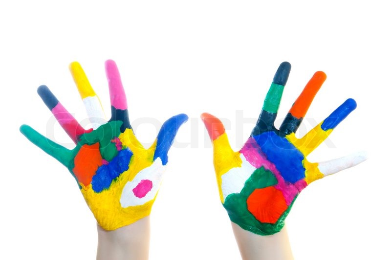 800x533 Child Hands Painted In Colorful Paints Ready For Hand Prints