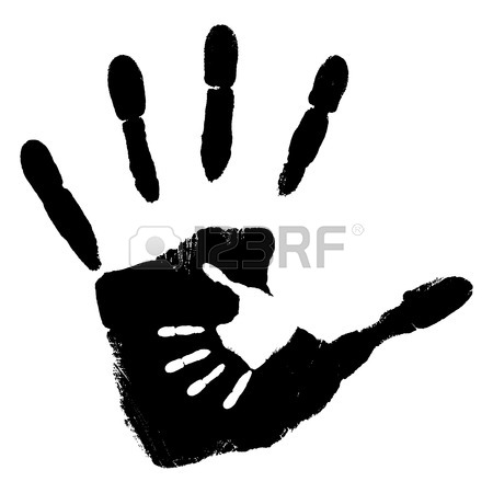 450x450 Concept Or Conceptual Cute Black Paint Hand Of Mother Child