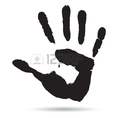 450x450 Concept Or Conceptual Cute Black Paint Human Hand Or Handprint
