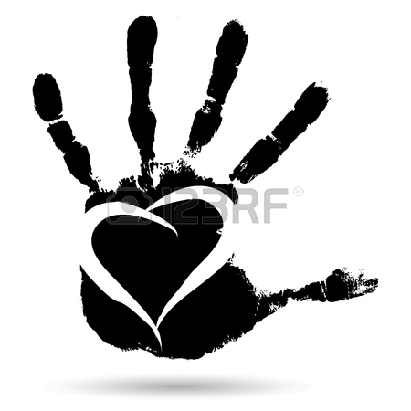 450x450 Conceptual Cute Paint Human Hand Or Handprint Of Child With Heart