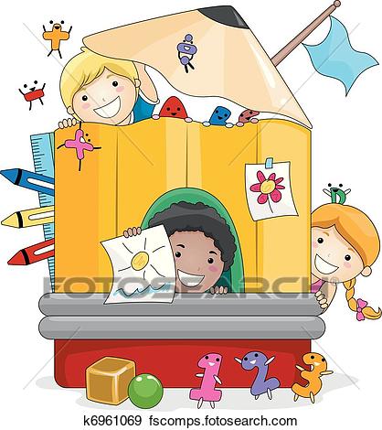 418x470 Clip Art Of Preschool Kids Playing K6961069