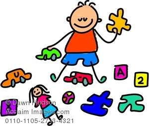 300x253 Clipart Image Of A Happy Little Boy Playing With Toys