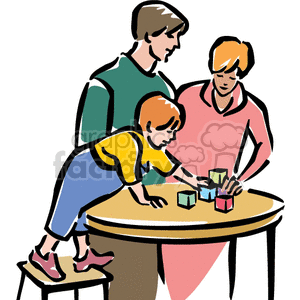 300x300 Royalty Free Child Playing With Blocks 159216 Vector Clip Art