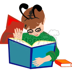 300x300 Royalty Free Child Reading 139335 Vector Clip Art Image
