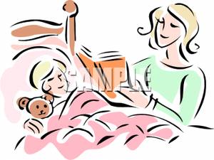 300x225 Image Mother Reading Bedtime Story To Child In Bed