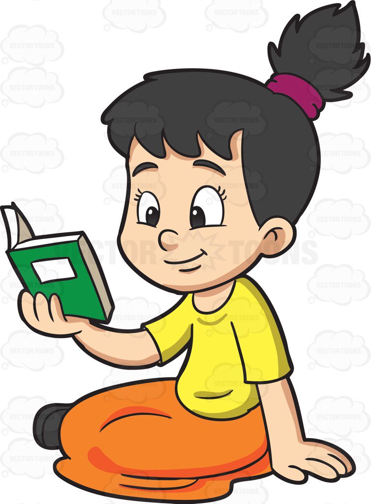 754x1024 A Girl Looking Relaxed While Reading Her Favorite Story Cartoon