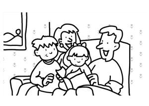 300x213 Family Reading Clipart Black And White