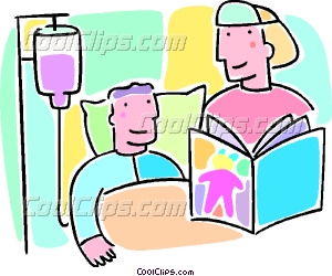 300x250 Woman Reading To A Sick Child Vector Clip Art