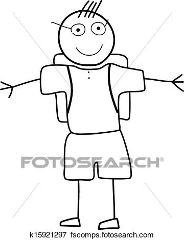 360x470 Clip Art Of Child Ready For School Sketch K15921297