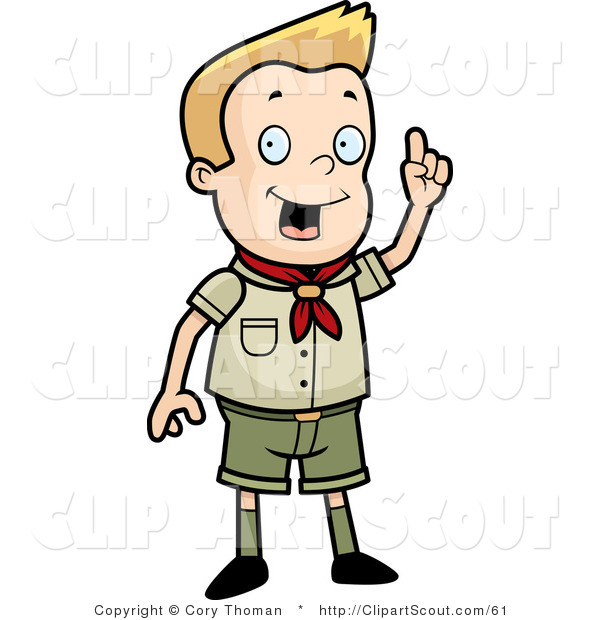 600x620 Clipart Of Scout Boy Withn Idea Standingnd Holding Up