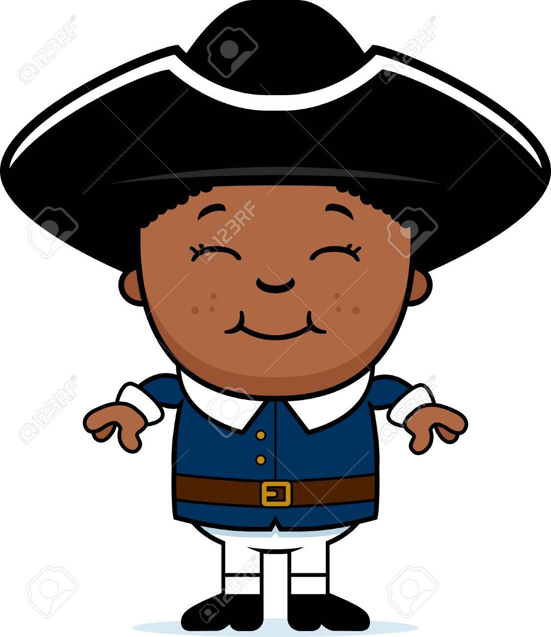 1125x1300 A Cartoon Illustration Of A Colonial Child Standing And Smiling