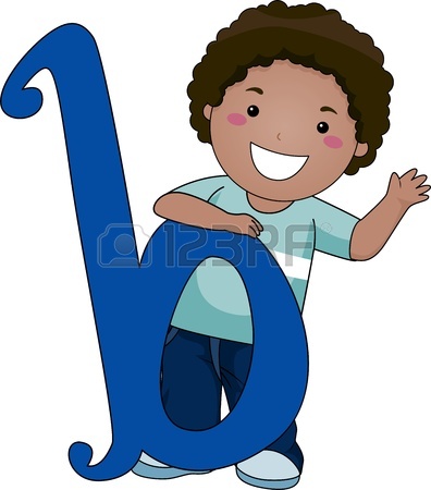396x450 Illustration Of A Kid Leaning Against A Letter A Stock Photo